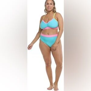 (L1) BODY GLOVE Women's plus size swimwear set in blue, pink and green, size 3X